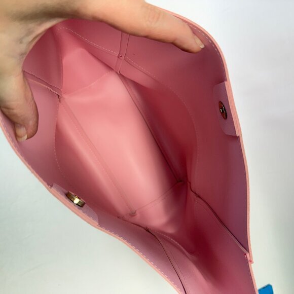 Juicy‎ Couture Pink Leather Tote Bag New Open Top Snap Closure Colorblock - Picture 9 of 9